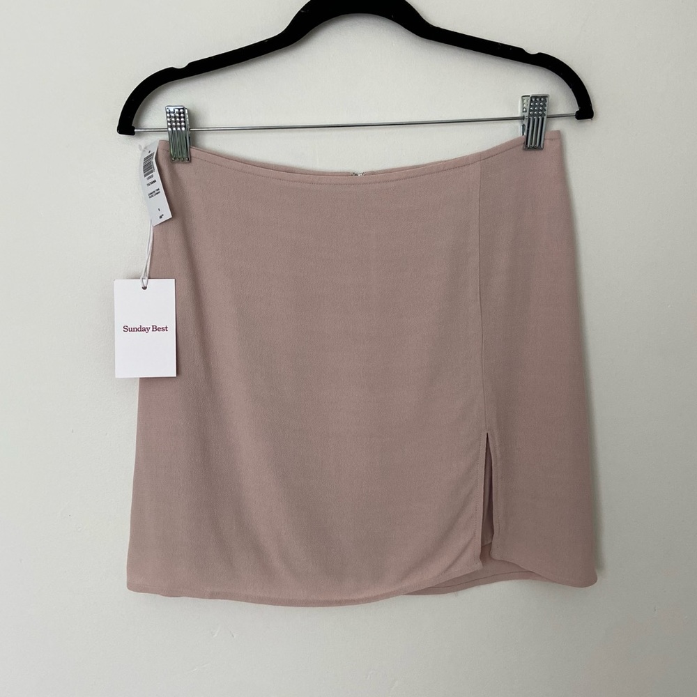 Aritzia Sunday Best NWT Tatiana Mini Skirt Rose Pink size 6 A Line Slit